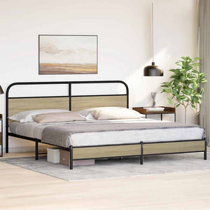 vidaXL Metal Bed Frame without Mattress Sonoma Oak 183x213 cm