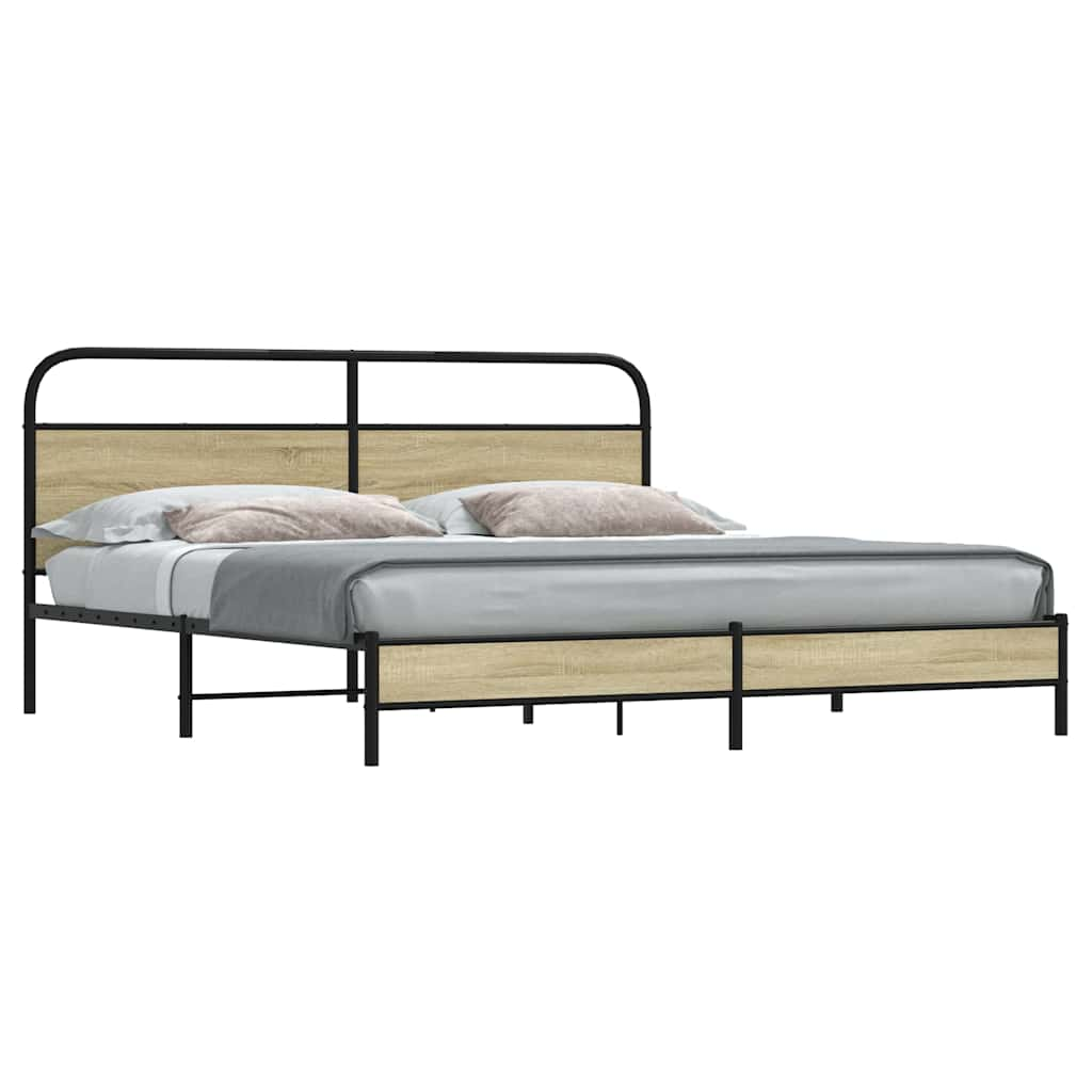 vidaXL Metal Bed Frame without Mattress Sonoma Oak 183x213 cm