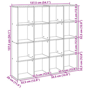 vidaXL Book Cabinet White 137.5x29x137.5 cm Engineered Wood