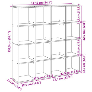 vidaXL Book Cabinet Black 137.5x29x137.5 cm Engineered Wood