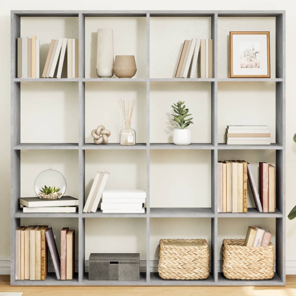 vidaXL Book Cabinet Concrete Grey 137.5x29x137.5 cm Engineered Wood