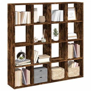 vidaXL Book Cabinet Smoked Oak 137.5x29x137.5 cm Engineered Wood