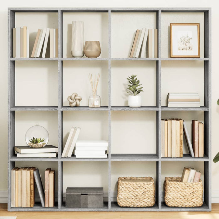 vidaXL Book Cabinet Grey Sonoma 137.5x29x137.5 cm Engineered Wood