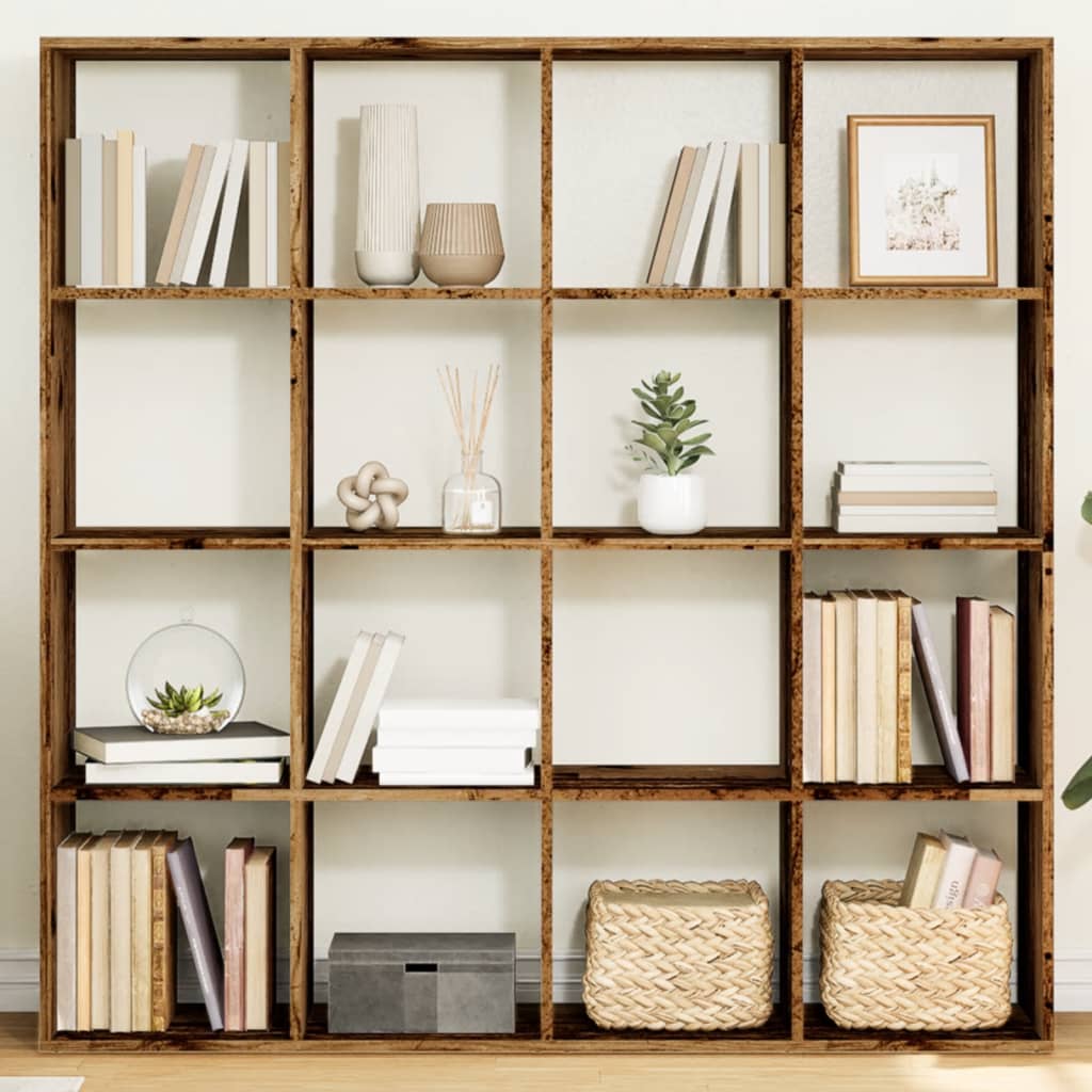 vidaXL Book Cabinet Old Wood 137.5x29x137.5 cm Engineered Wood