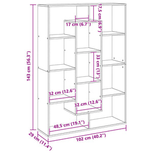 vidaXL Book Cabinet White 102x29x143 cm Engineered Wood