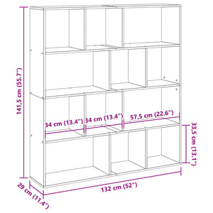 vidaXL Book Cabinet Black 132x29x141.5 cm Engineered Wood