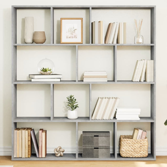 vidaXL Book Cabinet Concrete Grey 132x29x141.5 cm Engineered Wood