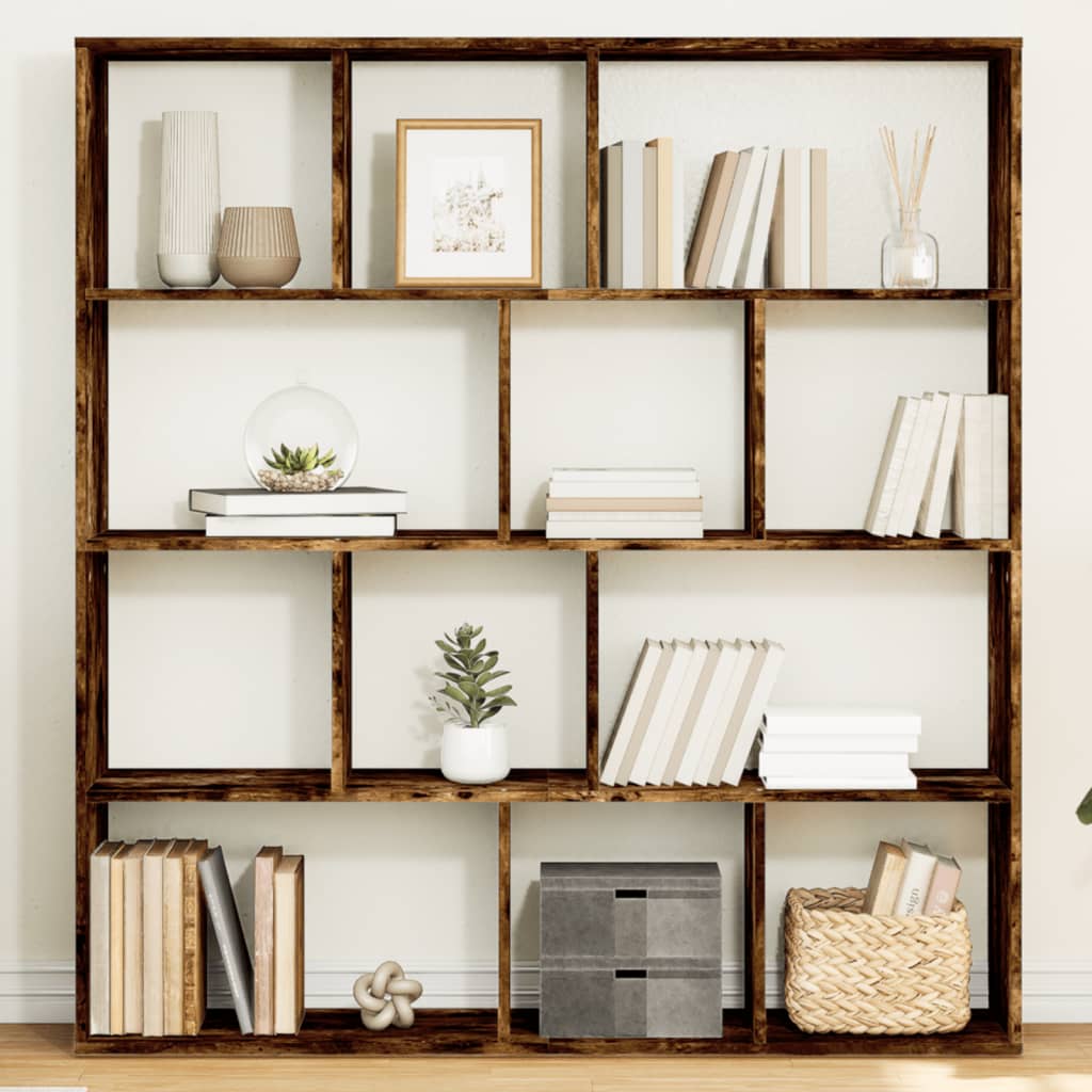 vidaXL Book Cabinet Smoked Oak 132x29x141.5 cm Engineered Wood