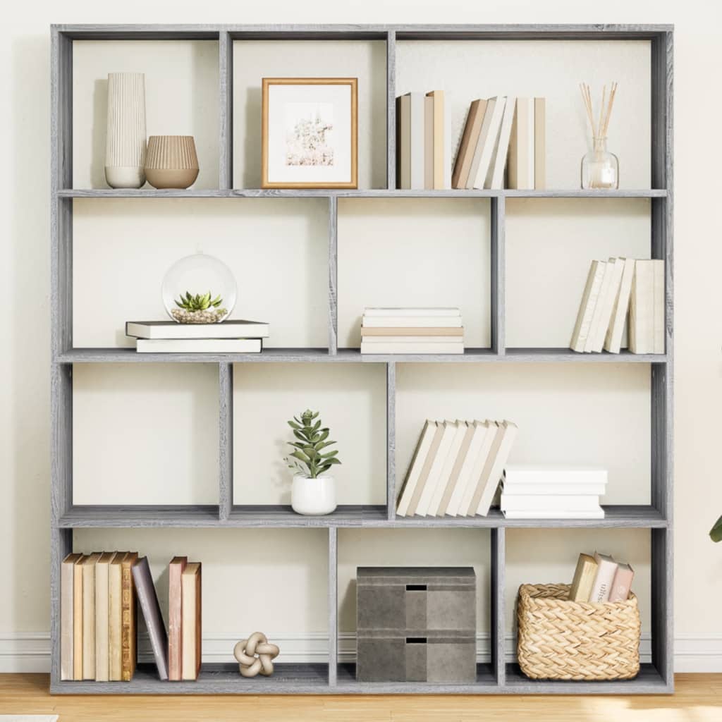 vidaXL Book Cabinet Grey Sonoma 132x29x141.5 cm Engineered Wood