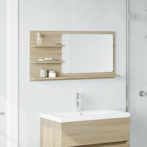 vidaXL Bathroom Mirror Cabinet Sonoma Oak 90x11x45 cm Engineered Wood