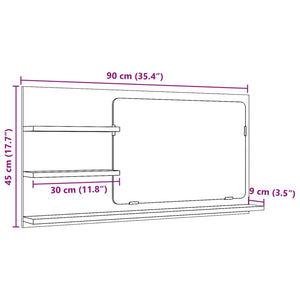 vidaXL Bathroom Mirror Cabinet Sonoma Oak 90x11x45 cm Engineered Wood