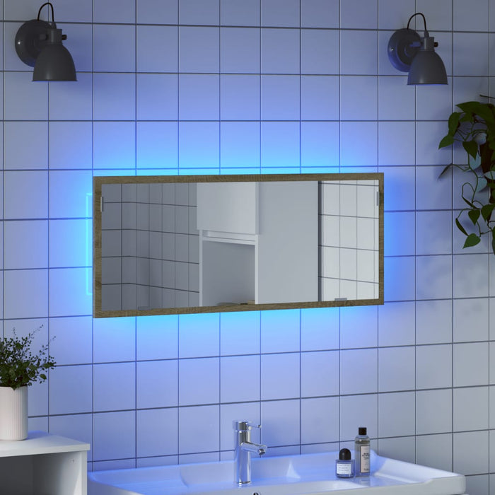 vidaXL LED Bathroom Mirror Sonoma Oak 100x8.5x37 cm Engineered Wood