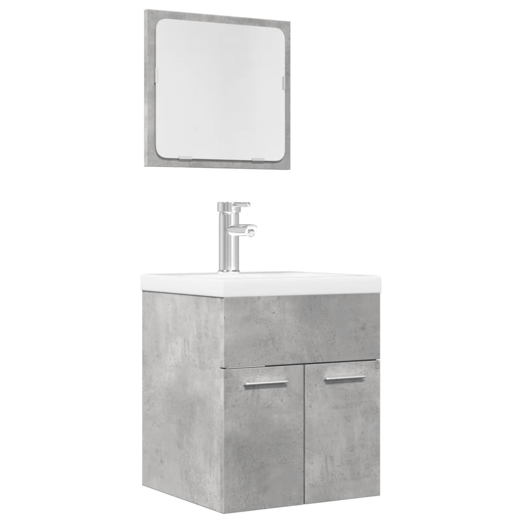 vidaXL 2 Piece Bathroom Furniture Set Concrete Grey Engineered Wood