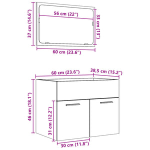 vidaXL 2 Piece Bathroom Furniture Set Sonoma Oak Engineered Wood