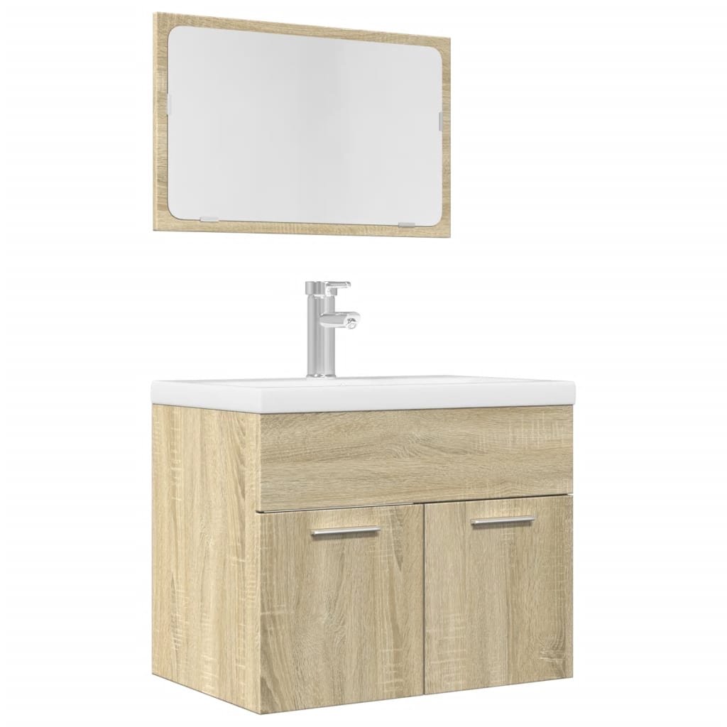 vidaXL 2 Piece Bathroom Furniture Set Sonoma Oak Engineered Wood