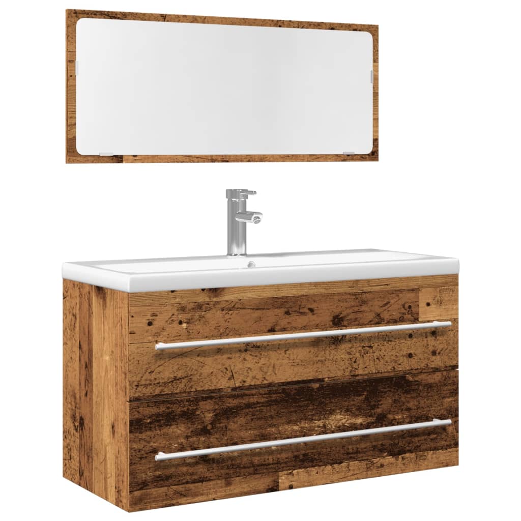 vidaXL 2 Piece Bathroom Furniture Set Old Wood Engineered Wood