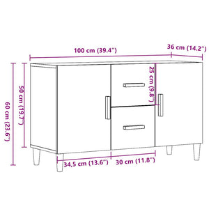 vidaXL Sideboard Old Wood 100x36x60 cm Engineered Wood