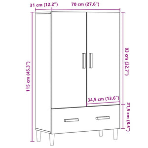 vidaXL Highboard Old Wood 70x31x115 cm Engineered Wood