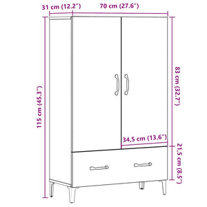 vidaXL Highboard Old Wood 70x31x115 cm Engineered Wood