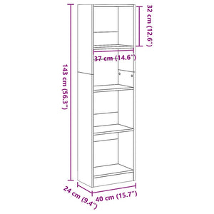 vidaXL Bookcase High Gloss White 40x24x143 cm Engineered Wood