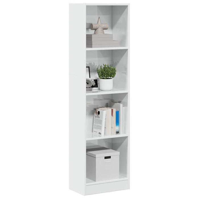 vidaXL Bookcase High Gloss White 40x24x143 cm Engineered Wood