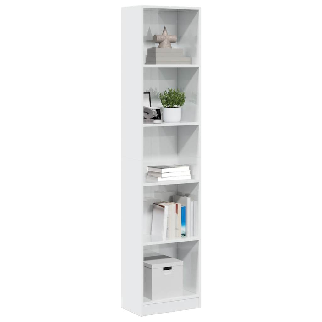 vidaXL Bookcase High Gloss White 40x24x176 cm Engineered Wood