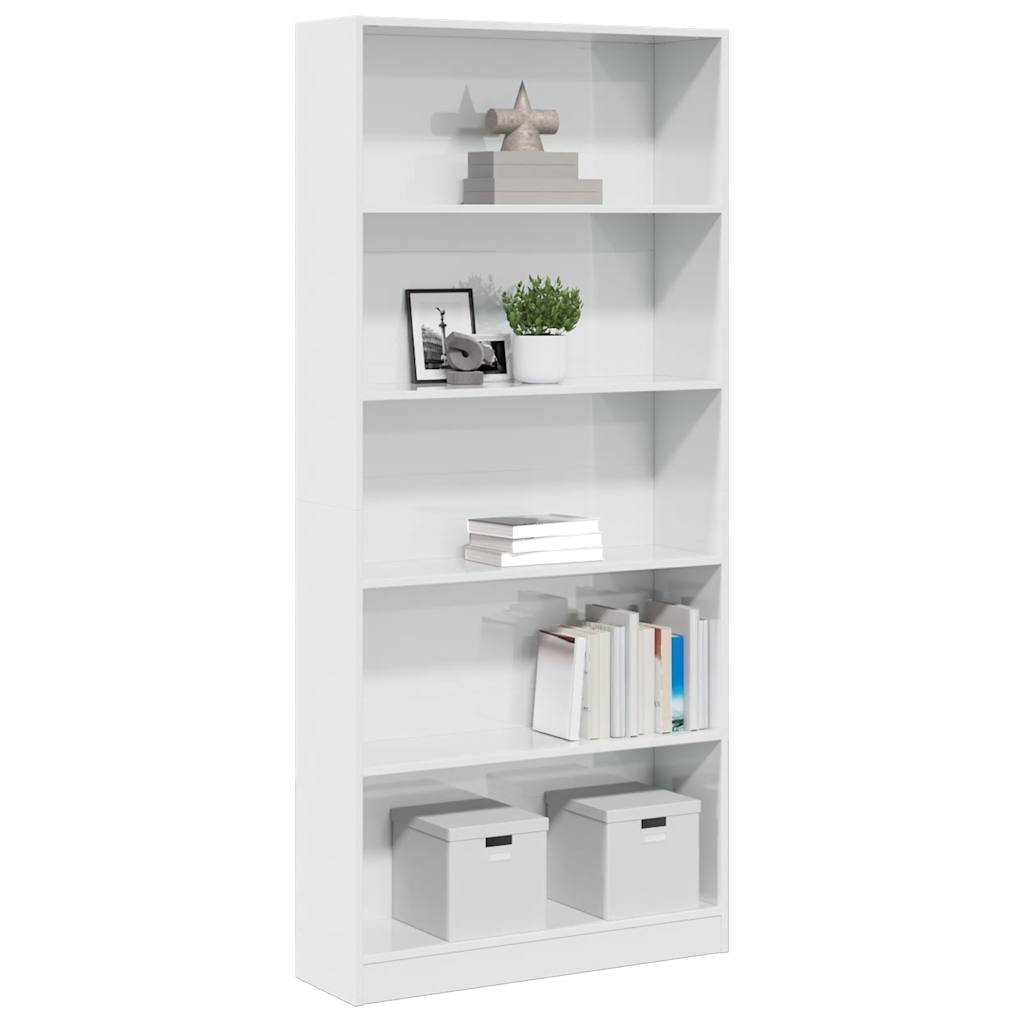 vidaXL Bookcase High Gloss White 80x24x176 cm Engineered Wood