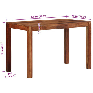 vidaXL Dining Table 120x60x76 cm Solid Wood Acacia