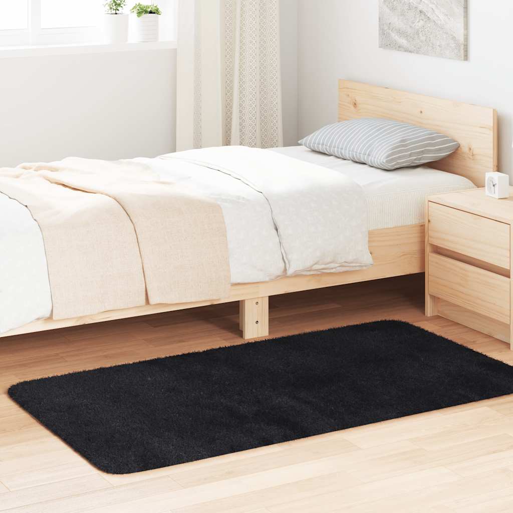 vidaXL Shaggy Rug High Pile Black 80x150 cm Polyester