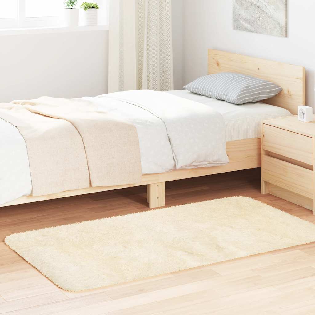 vidaXL Shaggy Rug High Pile Cream 80x150 cm Polyester