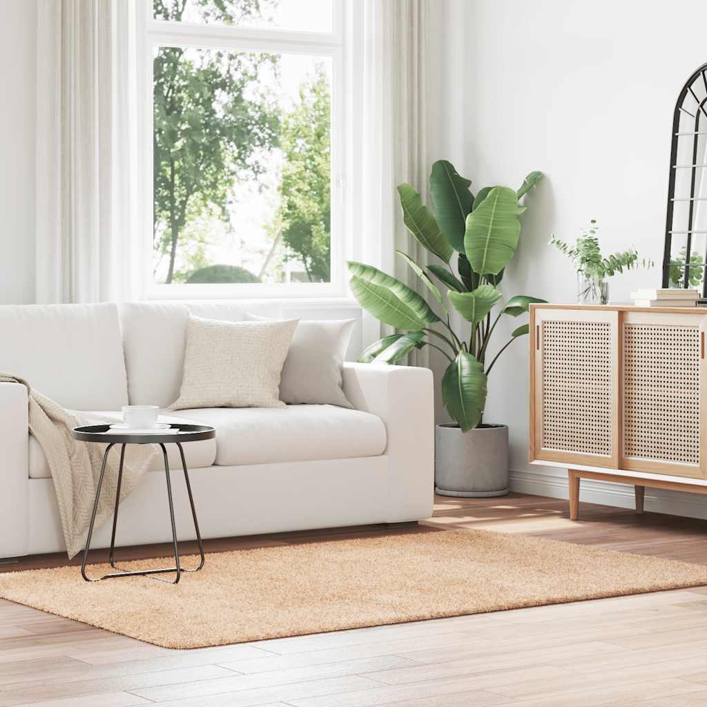 vidaXL Shaggy Rug High Pile Beige 130x200 cm Polyester