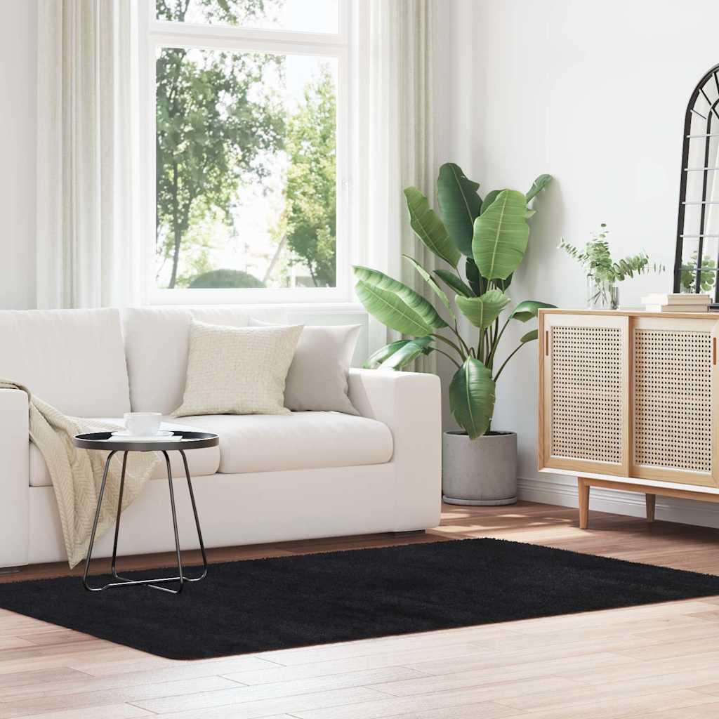 vidaXL Shaggy Rug High Pile Black 130x200 cm Polyester