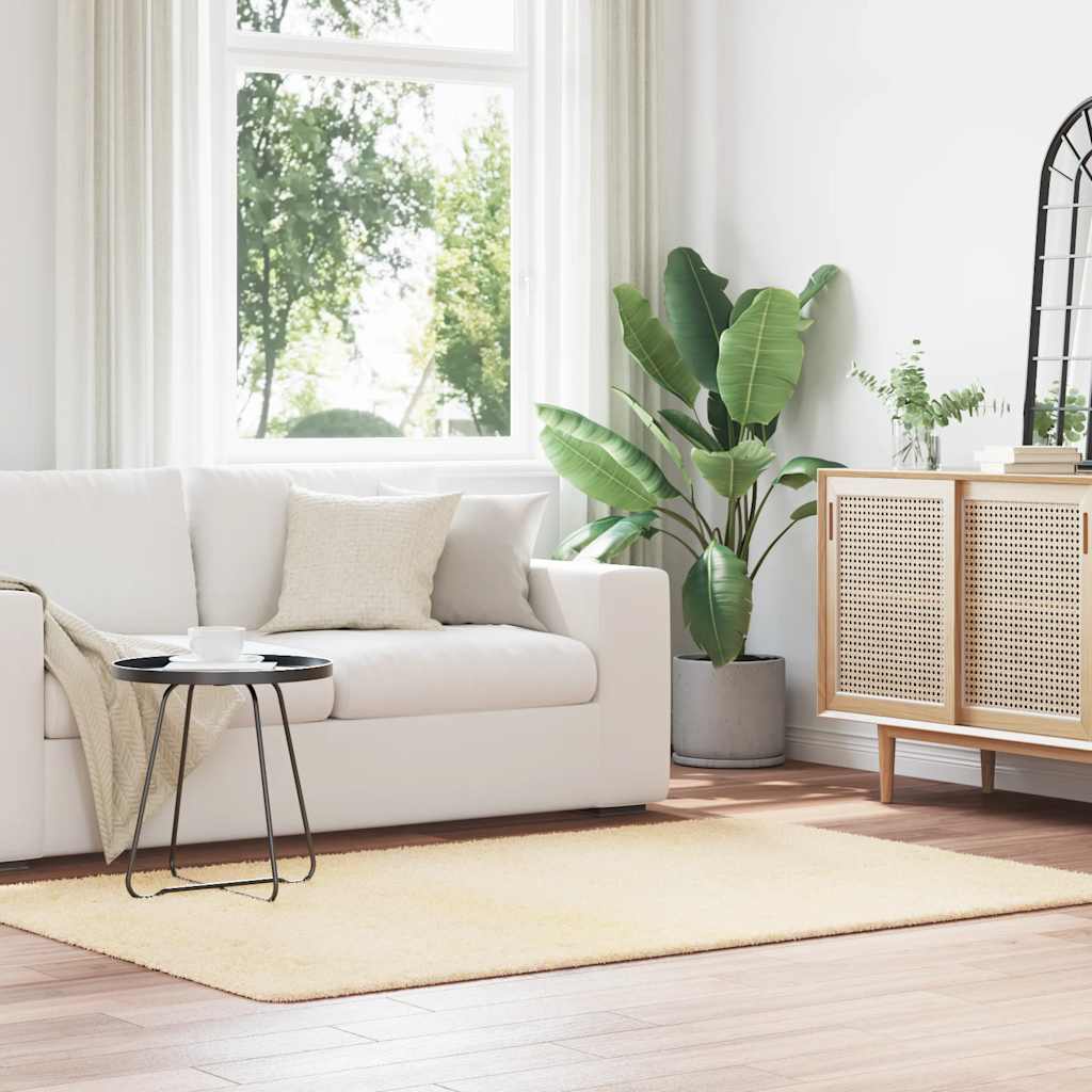 vidaXL Shaggy Rug High Pile Cream 130x200 cm Polyester