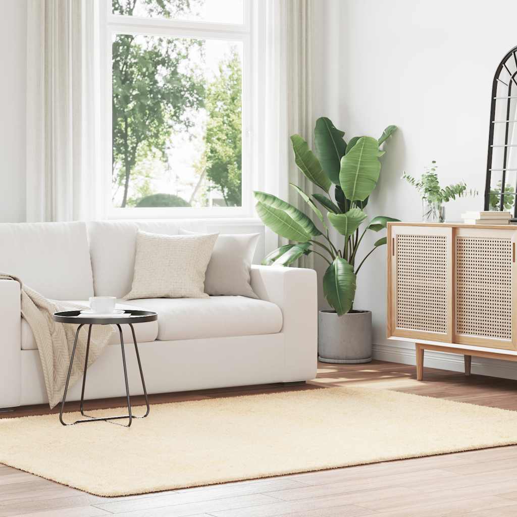 vidaXL Shaggy Rug High Pile Cream 160x230 cm Polyester