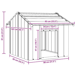 vidaXL Dog House with Roof 85x107x81 cm Galvanised Steel