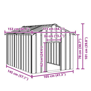 vidaXL Dog House with Roof 113x153x101 cm Galvanised Steel