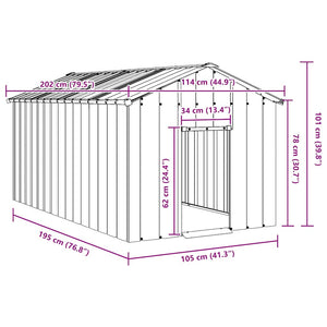 vidaXL Dog House with Roof 114x202x101 cm Galvanised Steel