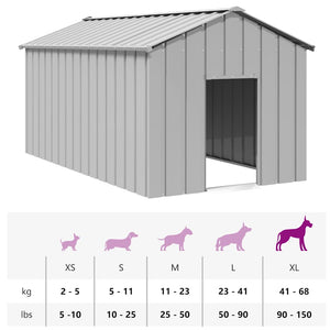 vidaXL Dog House with Roof 114x202x101 cm Galvanised Steel