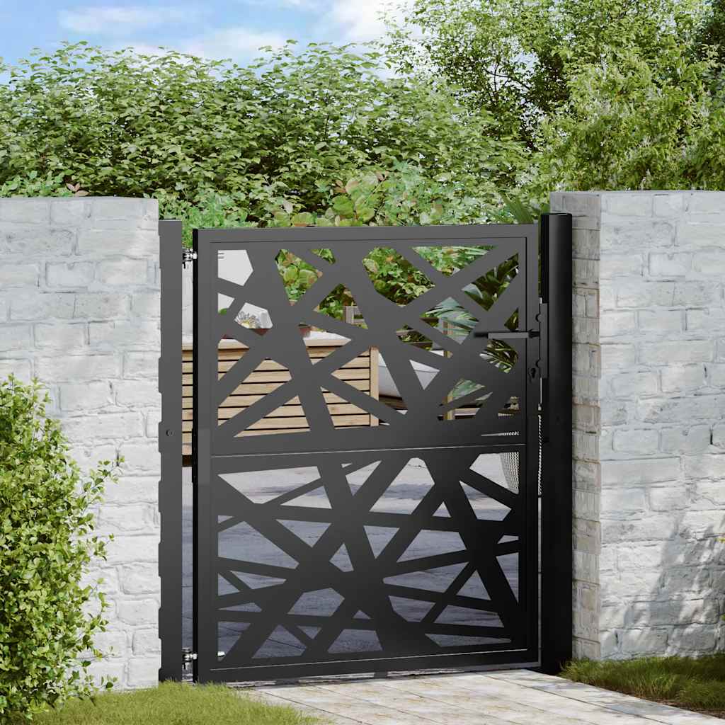 vidaXL Garden Gate Black 105x105 cm Steel Light Design