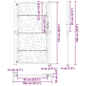 vidaXL Garden Gate Black 105x180 cm Steel Light Design