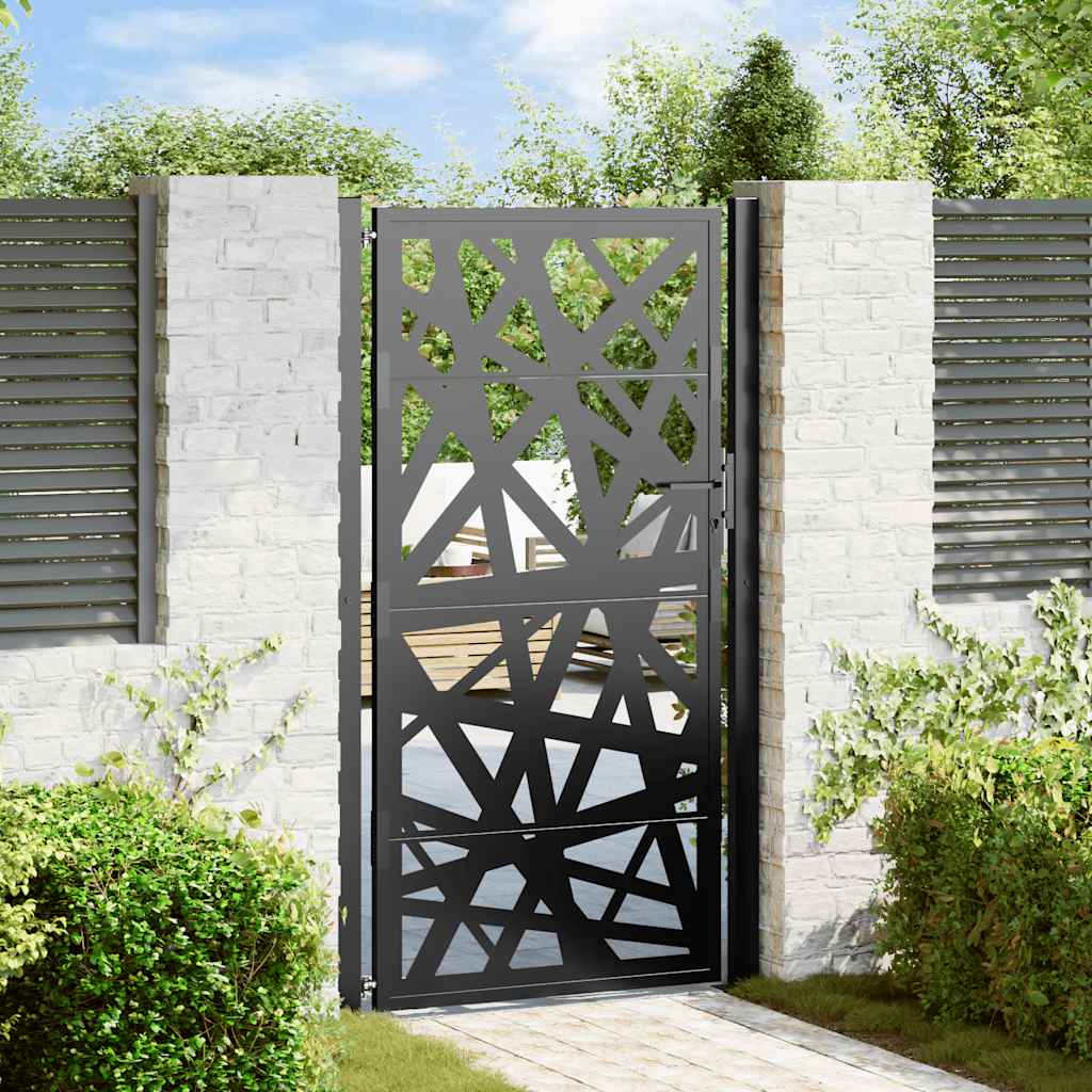 vidaXL Garden Gate Black 105x180 cm Steel Light Design