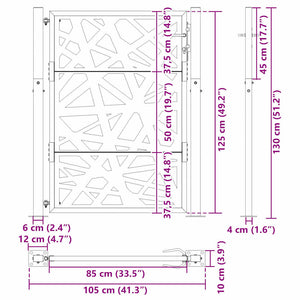 vidaXL Garden Gate 105x130 cm Weathering Steel Light Design