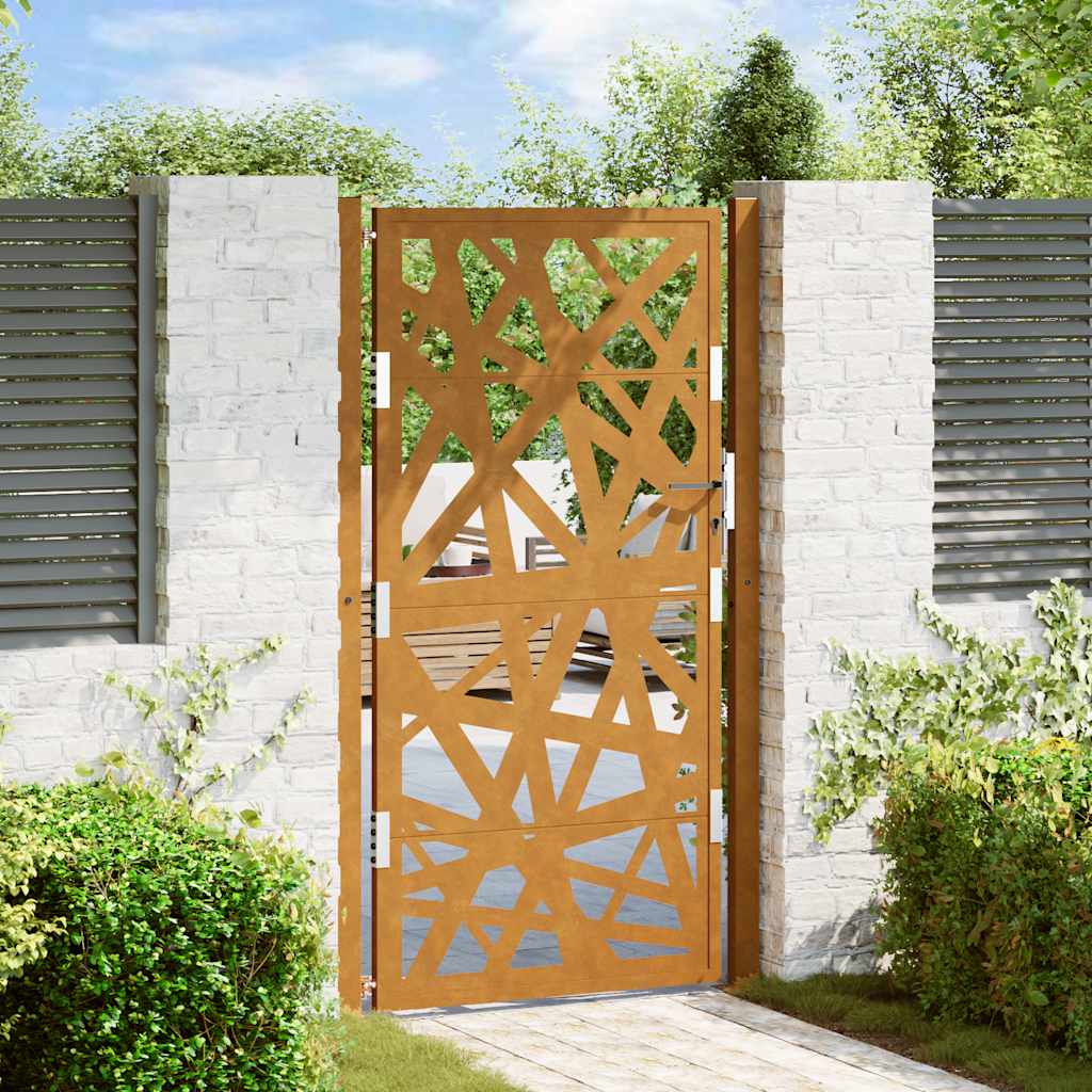 vidaXL Garden Gate 105x180 cm Weathering Steel Light Design