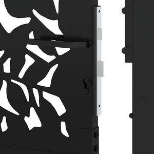 vidaXL Garden Gate Black 105x105 cm Steel Leaf Design