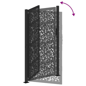 vidaXL Garden Gate Black 105x180 cm Steel Leaf Design