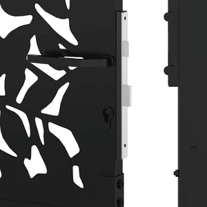 vidaXL Garden Gate Black 105x180 cm Steel Leaf Design