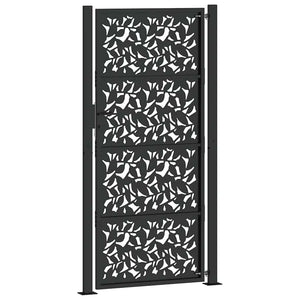 vidaXL Garden Gate Black 105x205 cm Steel Leaf Design