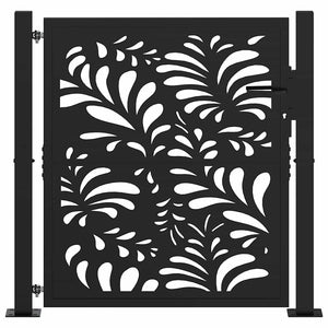 vidaXL Garden Gate Black 105x105 cm Steel Wave Design