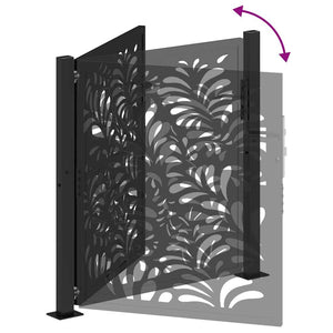 vidaXL Garden Gate Black 105x105 cm Steel Wave Design