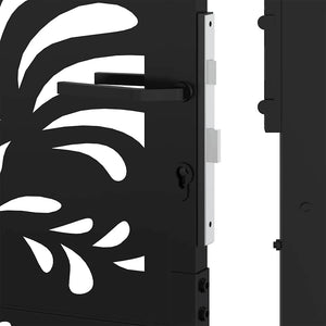 vidaXL Garden Gate Black 105x105 cm Steel Wave Design